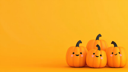 Kawaii Pumpkins Animation, vibrant looped design featuring playful pumpkins, colorful background, ideal for text overlay, engaging and cheerful atmosphere