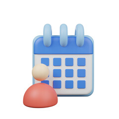 3d render of human resources user with calendar