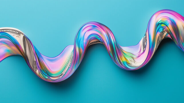 Dreamy blend of dollar bill and candy cane patterns in soft-focus retro hues, evoking nostalgia while offering a modern, playful twist for a unique and captivating financial-themed background