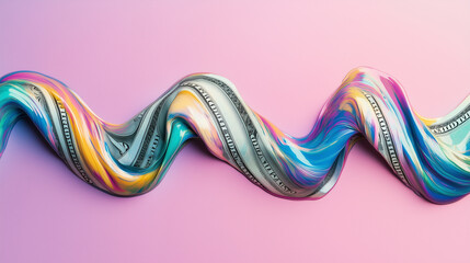Playful financial theme blending dollar bill textures with candy cane-inspired patterns in dreamy, retro colors and soft focus for a unique and eye-catching background