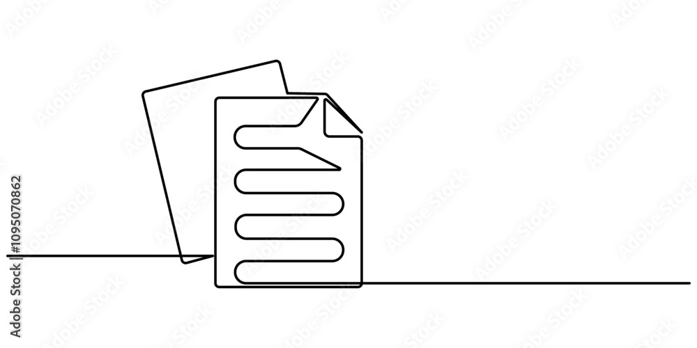 Poster one continuous line vector drawing of a folder. outline documents background icon. saving securities