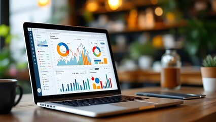Comprehensive E Commerce Analytics Dashboard Showcasing Real Time Sales Data and Customer Insights on Laptop Screen for Informed Business Decisions