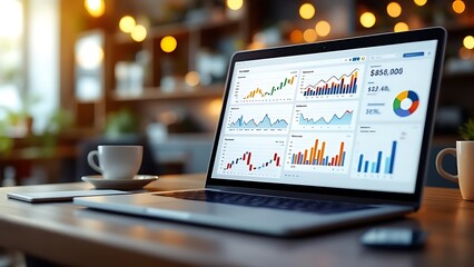 Comprehensive E Commerce Analytics Dashboard Showcasing Real Time Sales Data and Customer Insights on Laptop Screen for Informed Business Decisions