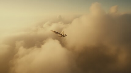 Fototapeta premium A Dragon Soaring Through Golden Clouds