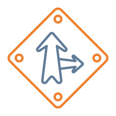 Go Straight Or Right Vector Icon Design