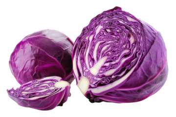 Purple cabbage, isolated on transparent or white background