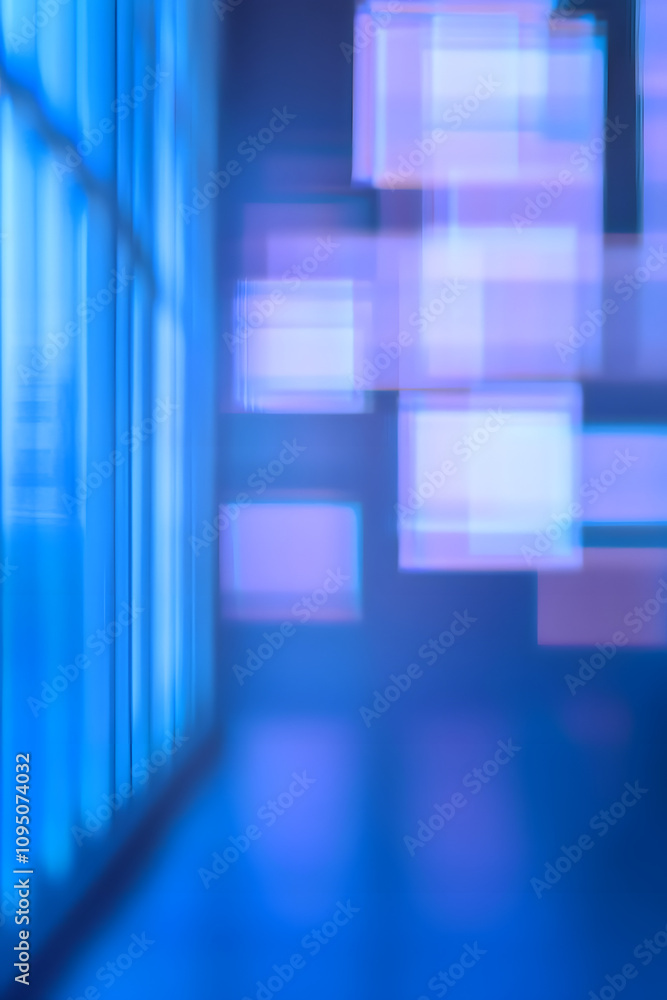 Poster blurred abstract / blue violet gradient background square bokeh, beautiful technological modern back