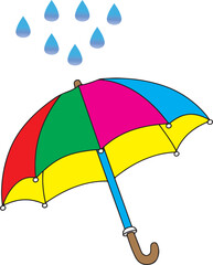 Umbrella and rain vector image on VectorStock