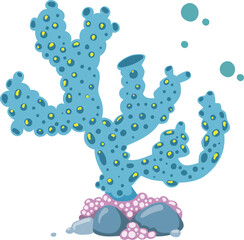 Coral branch cartoon icon. Blue underwater plant