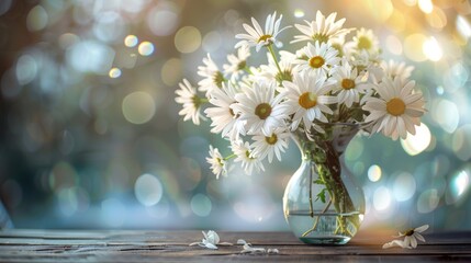 A decorative vase filled with many white flowers