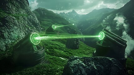 Artillery: A futuristic concept of artillery, perhaps involving laser weapons or directed energy. 