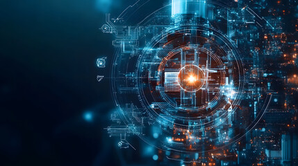 Obraz premium Futuristic digital interface with glowing elements and technology design