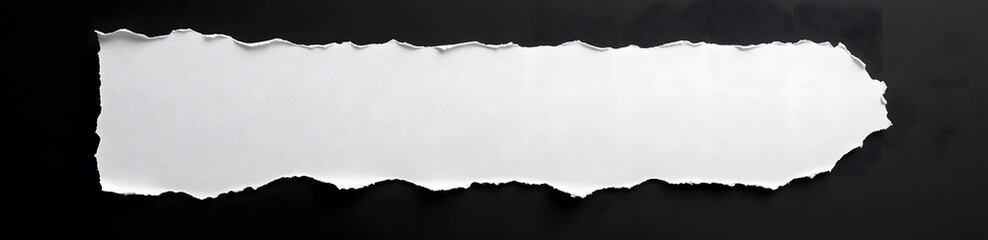Obraz premium Torn white paper on black background, copy space.
