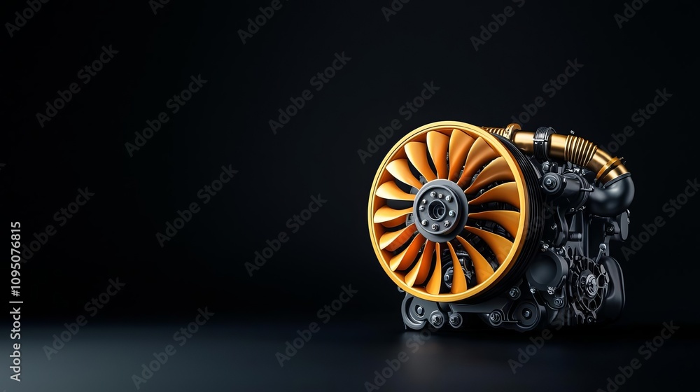 Poster close-up of a high-performance engine highlighting intricate detail and design.