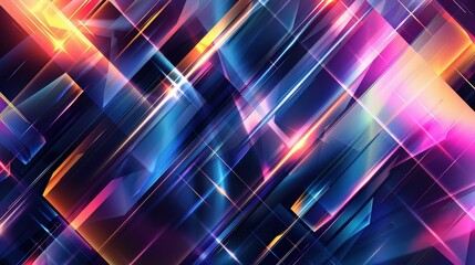 A vibrant, abstract design featuring dynamic light streaks in various colors, creating a sense of motion and energy.