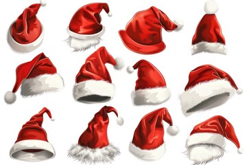Santa hats with white fur trim for festive occasions