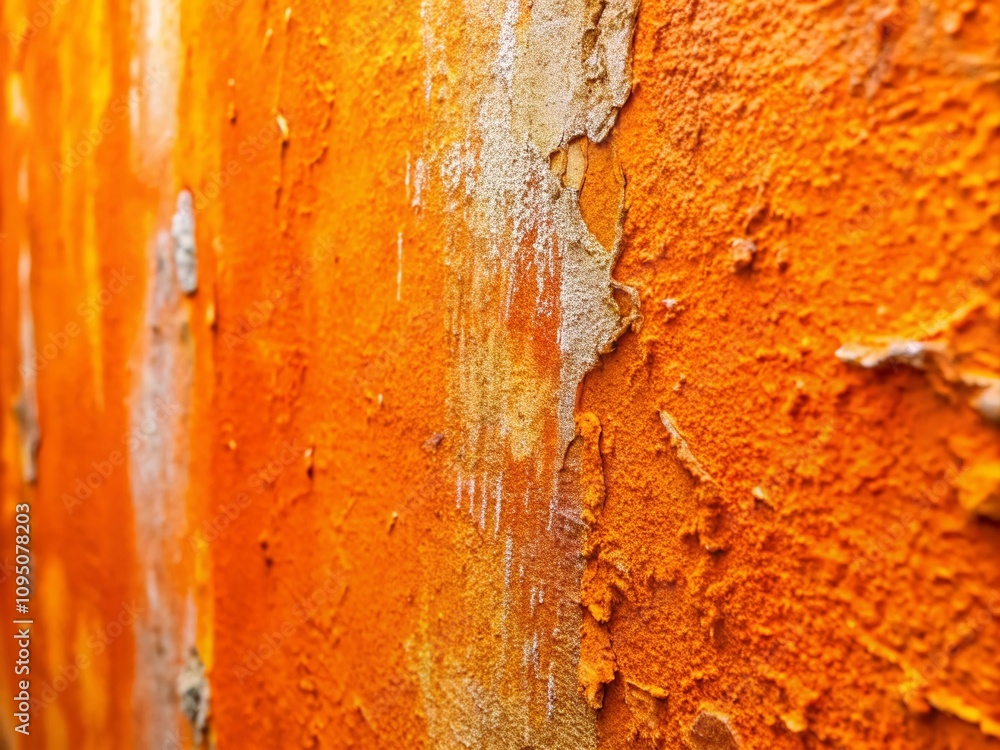 Poster scratched orange paint texture on wall with copy space for creative use in design and art projects