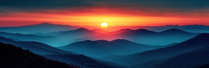 Fototapeta premium Blurry image of a sunset over the Blue Mountains with soft glowing light.