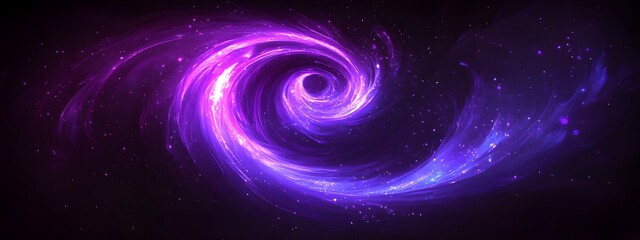A purple and blue gradient swirl on a black background, with dark purple, purple, and a purple glow