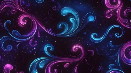 A purple and blue gradient swirl on a black background, with dark purple, purple, and a purple glow