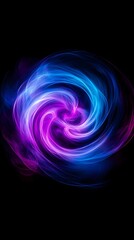 Obraz premium A purple and blue gradient swirl on a black background, with dark purple, purple, and a purple glow