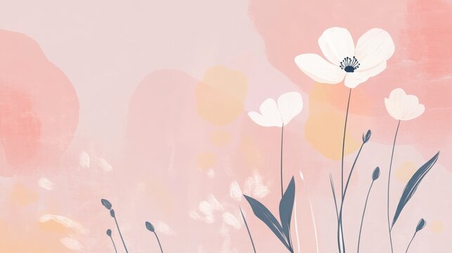 A Serene Floral Illustration Featuring Delicate White Flowers and Soft Colorful Background for Calming and Inspirational Decor