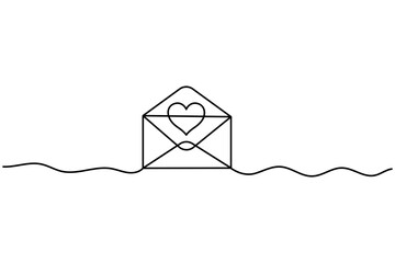 Love latter continuous one line drawing of valentines day outline simple  vector icon