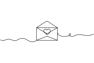 Love latter continuous one line drawing of valentines day outline simple  vector icon