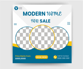 business social media post banner template, Modern home for sale, Vector design.