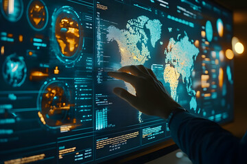 Illustration - Global Data Analysis on Futuristic Interface