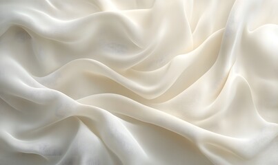 Obraz premium Cream-like texture flowing in ribbon-like streams across a soft white background