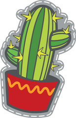 Cactus patch. Funny fabric label. Houseplant sticker
