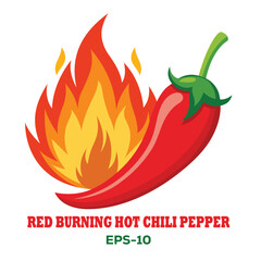 Illustration of Red burning hot chili pepper Isolated on white background