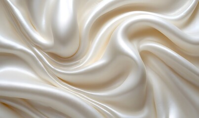 Obraz premium Close-up of silky, swirling cream-like texture with soft, flowing curves and gentle ripples
