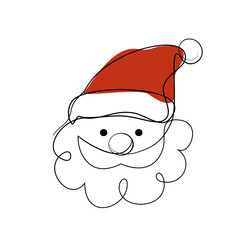 lineart vector icon of Santa Claus and red hat. Merry Christmas symbol. advent calendar decorative element. illustration isolated on white background