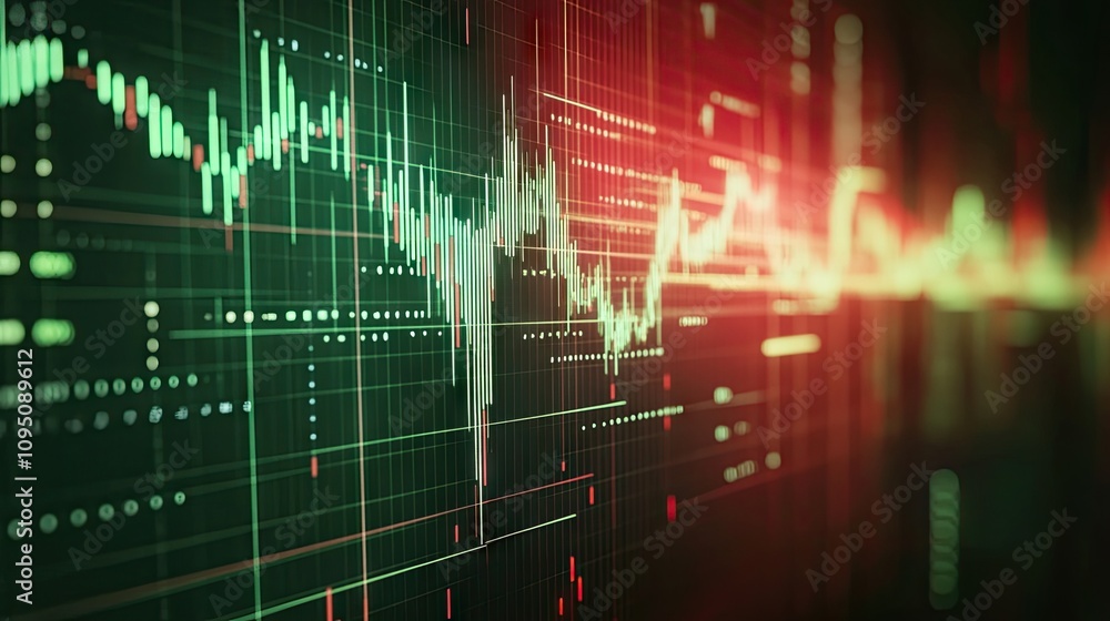 Poster abstract digital representation of stock market trends and financial data analysis, showcasing vibra