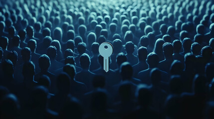 Fototapeta premium 3D Illustration Key to the Crowd Solution Access Unlock Secret