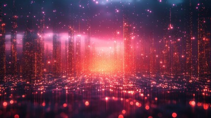 Fototapeta premium Futuristic Cityscape with Glowing Lights