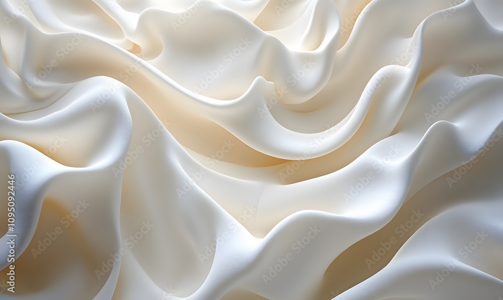 Poster a cascading effect of cream-like texture, flowing smoothly and creating rich curves and delicate rip