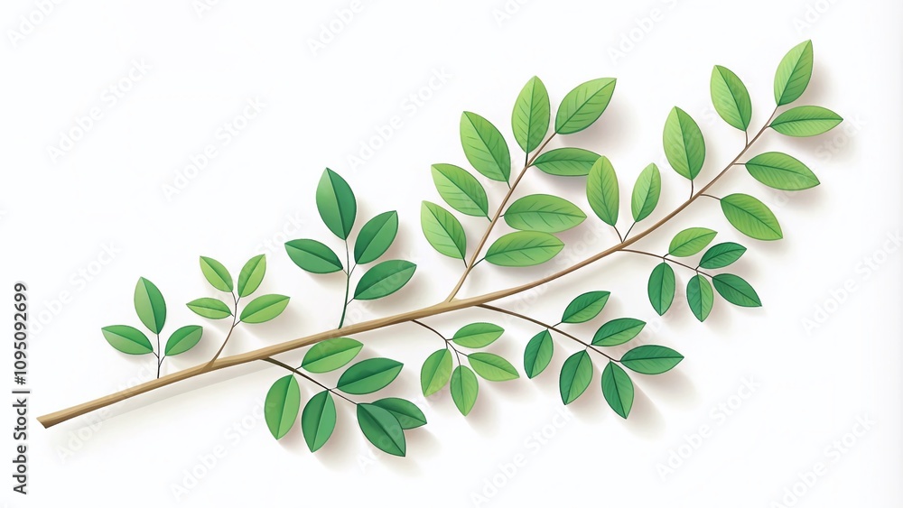 Poster simple flat twig and leaf design for web use, isolated on white background, perfect for modern graph