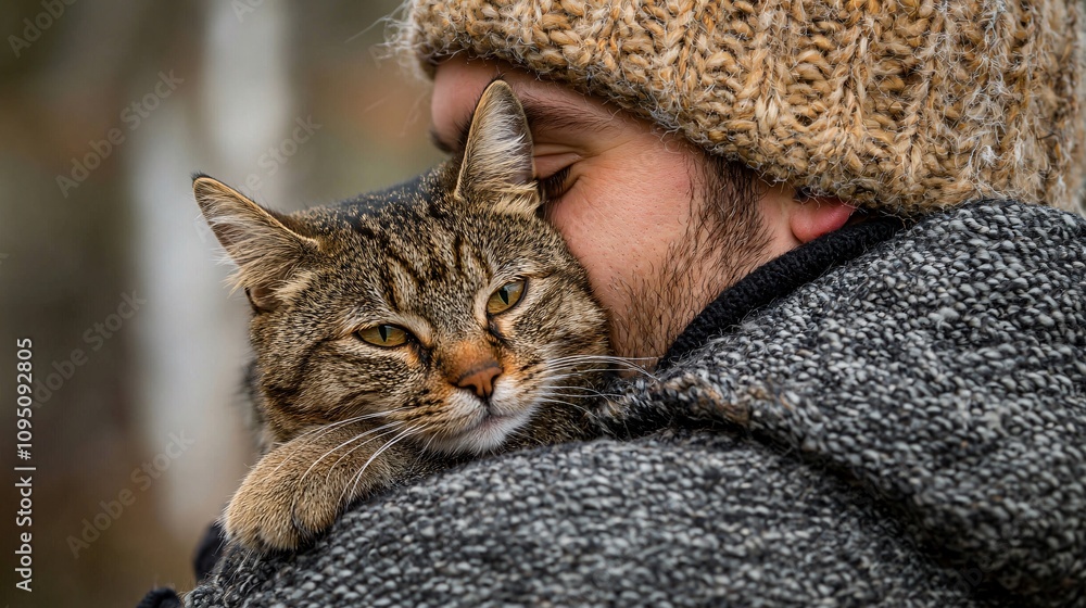Poster compassionate vet placing a reassuring hand on a pet owner's shoulder in a calming setting stock pho