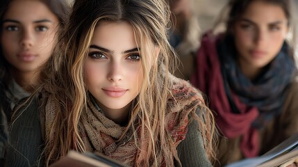 A group of volunteers from diverse cultural backgrounds working in a refugee support center, symbolizing inclusivity, diversity, and the authenticity of solidarity in humanitarian efforts. Ultra-Reali