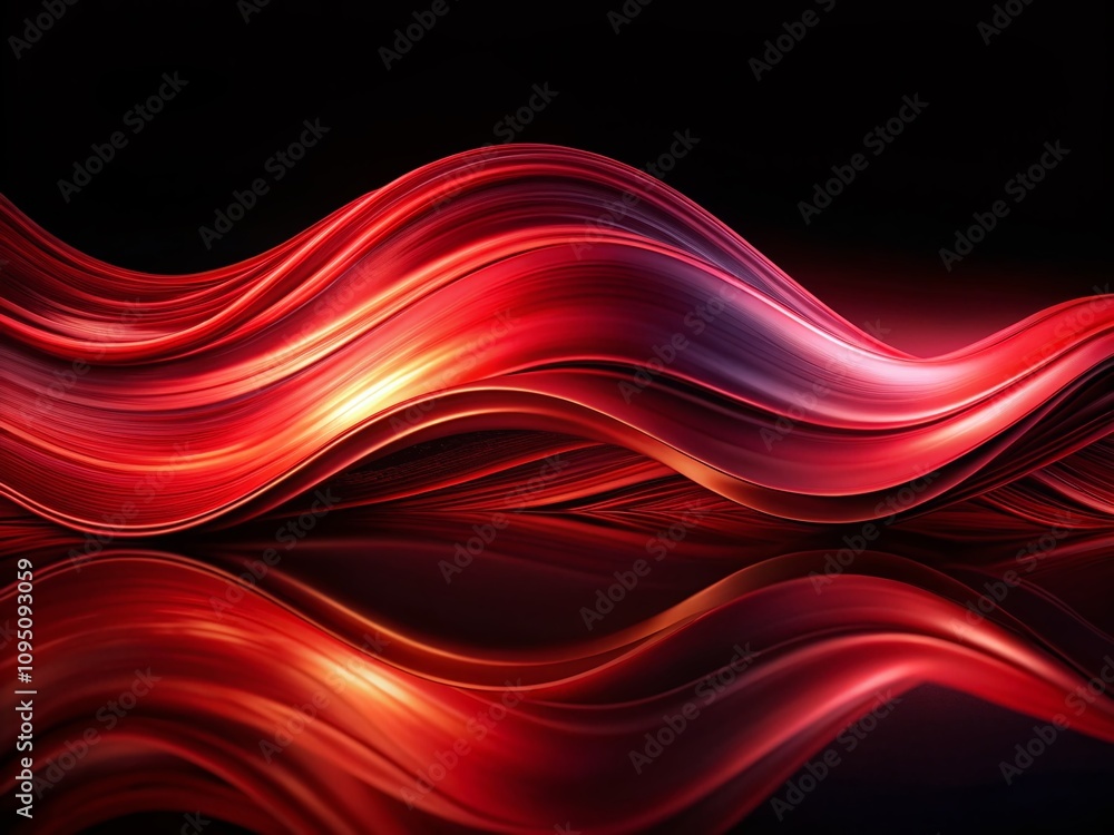 Poster smooth red waves flowing gracefully on a black background, creating a striking abstract design with 
