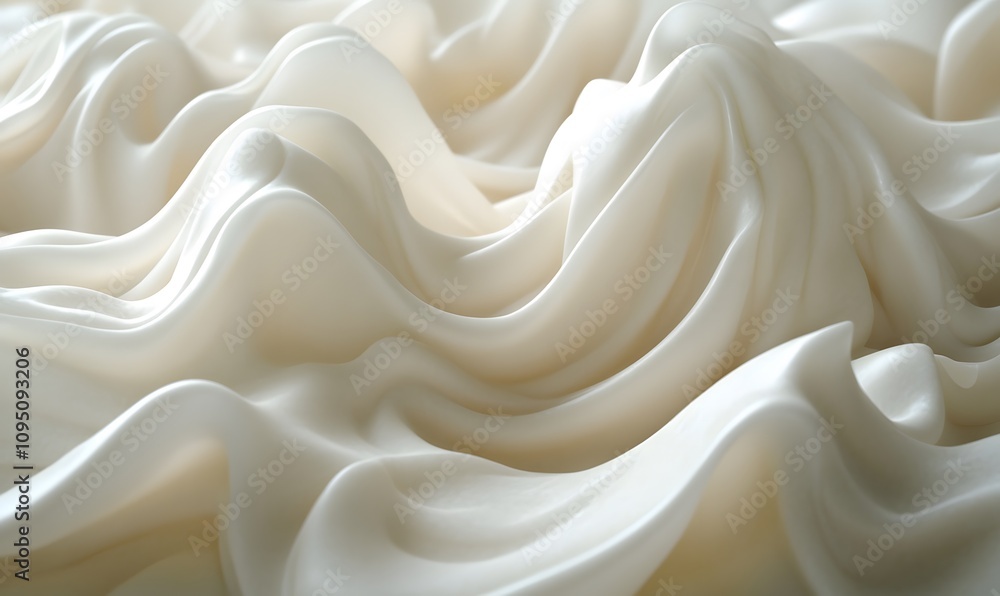 Poster a cascading effect of cream-like texture, flowing smoothly and creating rich curves and delicate rip