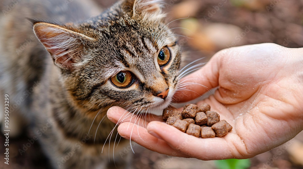 Aufkleber veterinarian offering treats to a calm cat during a routine checkup to build trust stock photo with 