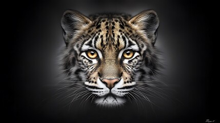 Obraz premium A highly detailed monochromatic portrait of an animal in a natural habitat, with fur, eyes, and background all rendered in the same shade, highlighting the uniformity and consistency of the 