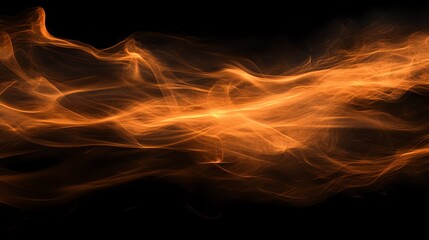 Fototapeta premium Abstract orange flame swirl against a black backdrop, perfect for backgrounds, graphics, and creative visuals.