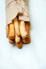 grissini with parmesan on the table