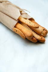 grissini with parmesan on the table