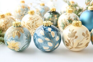 Fototapeta premium A collection of Christmas ornaments placed on a table